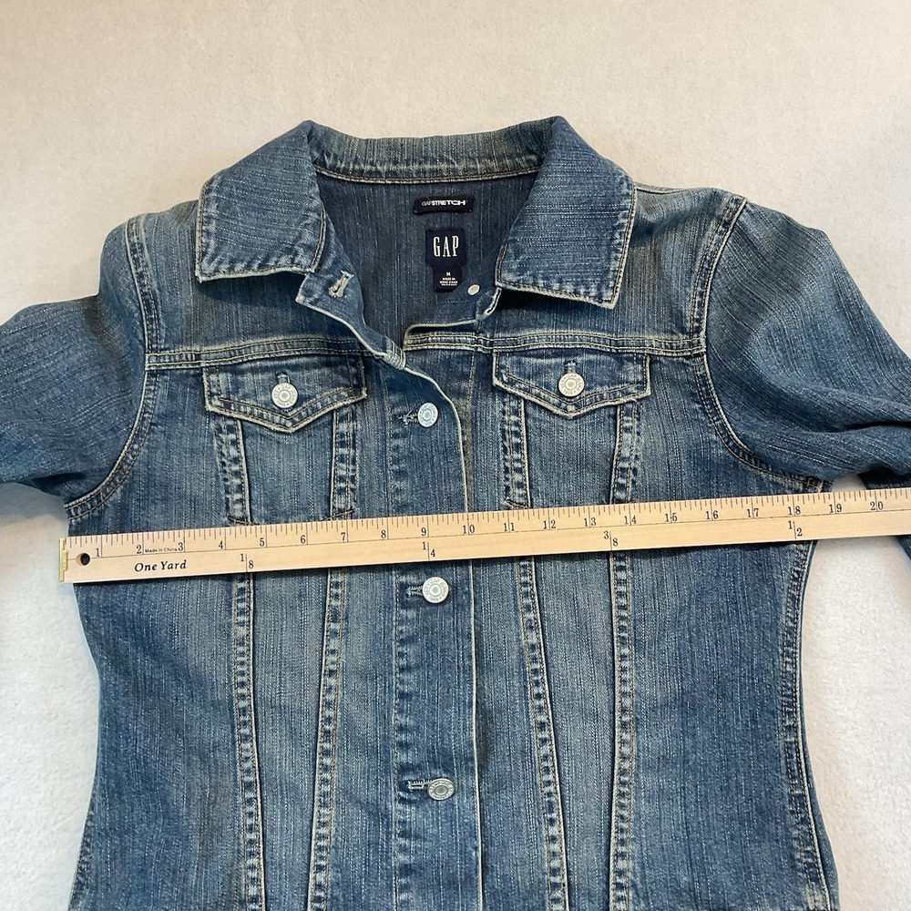 Gap Jean Jacket Womens M Blue Denim Trucker Vintage 2004 Stretch - Picture 8 of 11